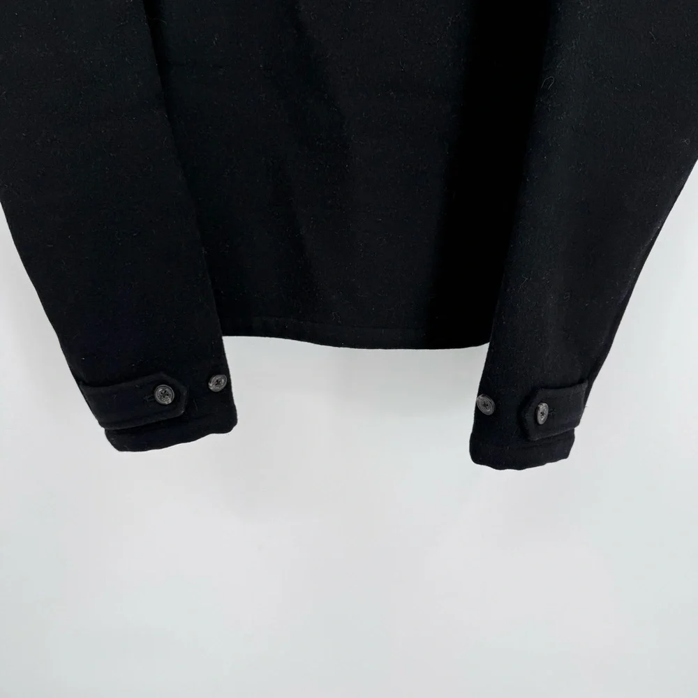 Polo Ralph Lauren Coat Mens Large Black Full Zip Lined Jacket Wool Blend